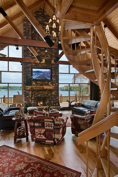 Varying roof lines punctuated by dormers and chimneys lend a storybook quality to many of the designs, while walls of windows impart a contemporary flair to others. 38 Rustic Country Cabins With A Stone Fireplace For A ...