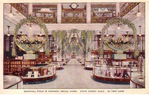Postcard Chicago Marshall Field Store Main Aisle State Street