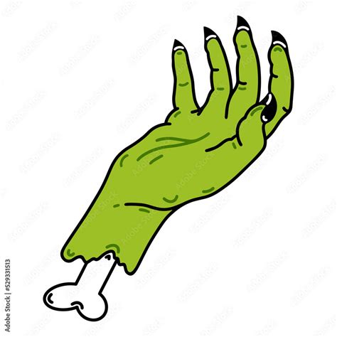 severed zombie hand vector icon rotting human palm isolated on white scary creepy monster arm