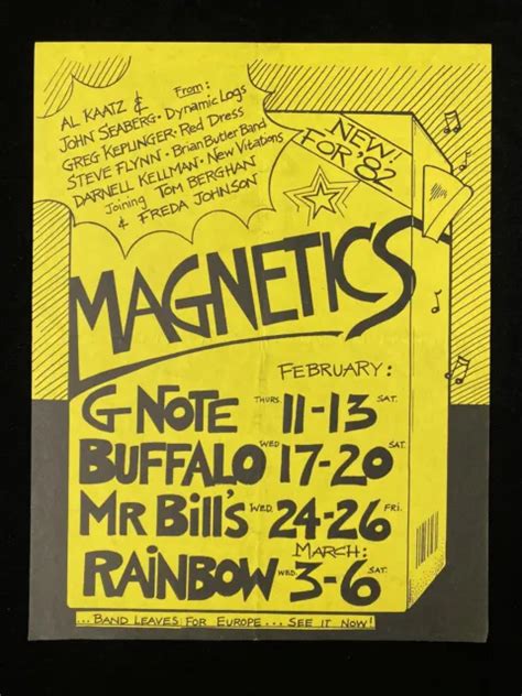 Vintage Punk Pop Rock New Wave Flyer Magnetics G Note Mr Bills Rainbow