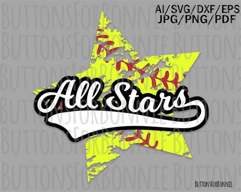 All Stars Svg Softball Svg Travel Ball Template Emblem Etsy