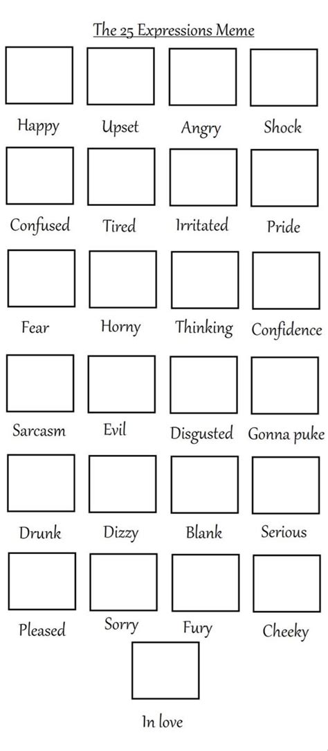 Blank Version Of Emotions Sheet In 2021 Drawing Challenge Drawing