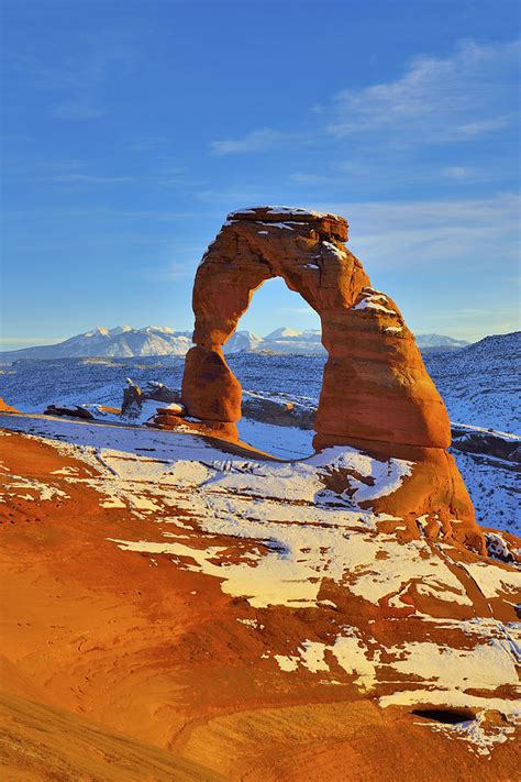 Delicate Arch At Sunset In Arches National Park Utah In Winter