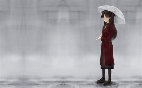 Maroon Haired Woman In Red Long Coat Female Anime Character Holding