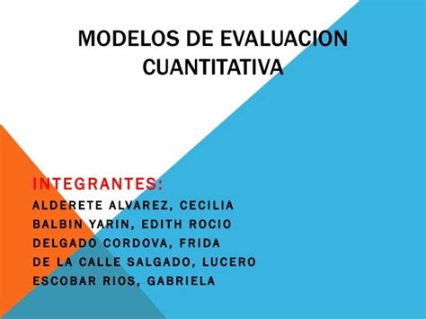 Modelos De Evaluacion Cuantitativa