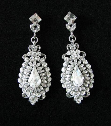Items Similar To Bridal Diamantes Wedding Earrings Drop Earrings