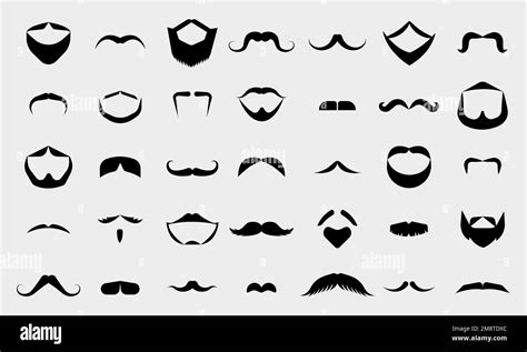 Black Mustache And Beards Icons Funny Old Moustaches Vintage Guy Face