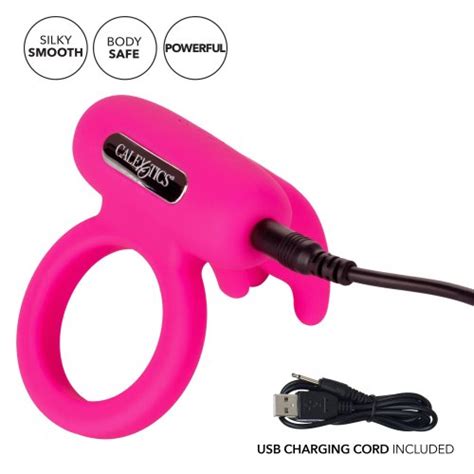 Silicone Rechargeable Triple Clit Flicker Couples Enhancer Cock Ring Pink Sex Toys At Adult