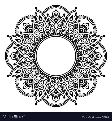Mehndi Lace Indian Henna Tattoo Round Design Vector Image