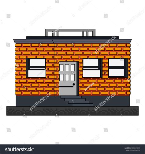 Pixelated Building Isolated Stock Vector Royalty Free 1050576833