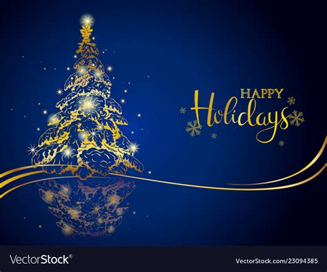 Modern Gold On Blue Christmas Greeting Card Vector Image