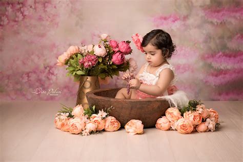 1 Year Baby Photoshoot With Flowers Baby Viewer