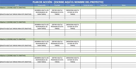 Plan de Acción Ejemplos y Formatos Excel Word PDF