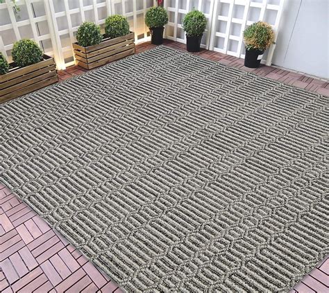 Hr Indooroutdoor Area Rugs 8x10 Striped Pattern Gray Outdoor Carpet