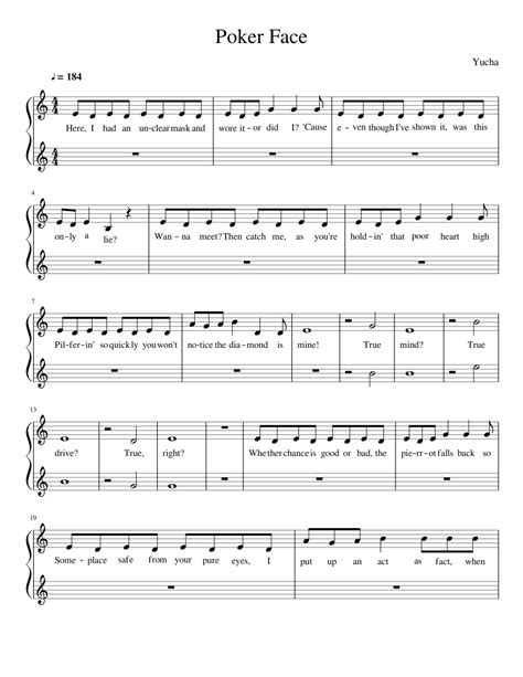 Poker face piano version by lady gaga (dec 31, 2019, new year's eve). Poker Face (English Vocal Guide) Sheet music for Piano ...