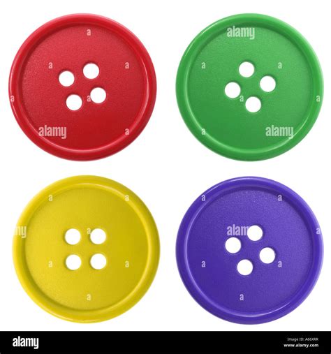 Four Colorful Buttons Cut Out On White Background Stock Photo Alamy