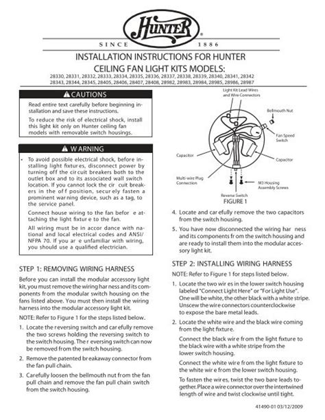 Hunter Ceiling Fan Wiring Instructions
