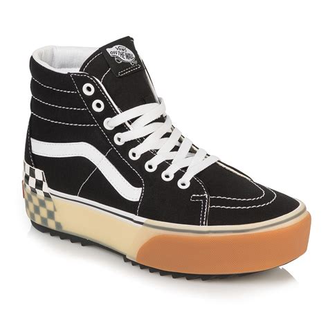 The vans sk8 hi are an iconic shoe laces especially among skaters. Skate shoes Vans Sk8-Hi Stacked black checkerboard | Snowboard Zezula