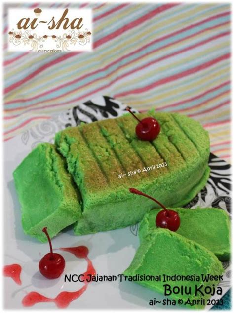 Resep kue bolu koja ini berwarna hijau dan bertekstur lembut. NCC Jajan Tradisional Indonesia Week: Bolu Koja