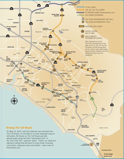 Toll Roads Southern California Map United States Map