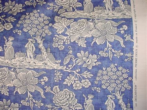 Linen Fabric Toile Fabric Blue Toile Blue And White