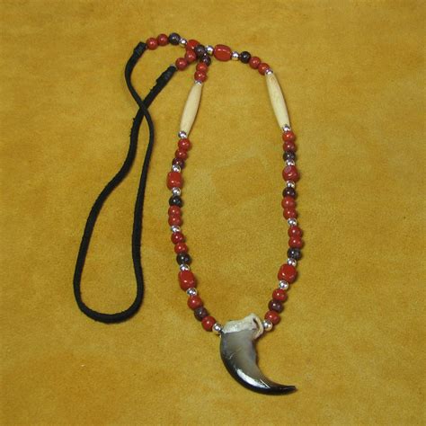 Single Bear Claw Necklace With Red Jasper Beads Mesa Farm Native