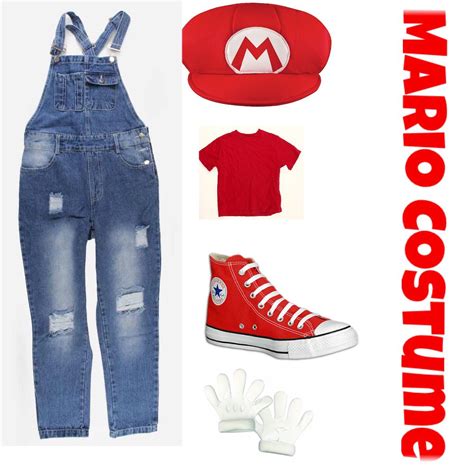 Mario Costume Denim Overalls Red T Shirt Red Converse Mario Hat
