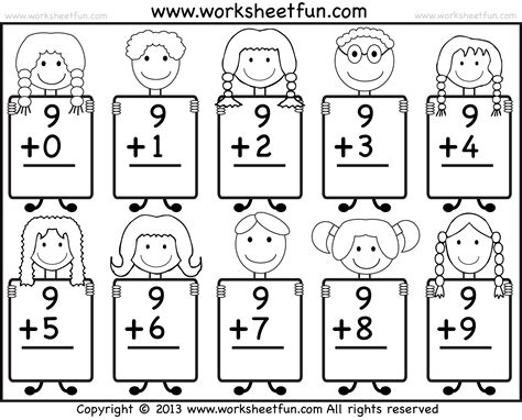 Beginner Addition Basic Addition Facts 9 Kindergarten Addition