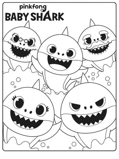 Pinkfong Riding Baby Shark Coloring Page Free Printable Coloring