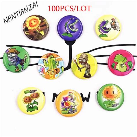 Buy 100pcs Plants Vs Zombies Pvz Plastics Pin Badges