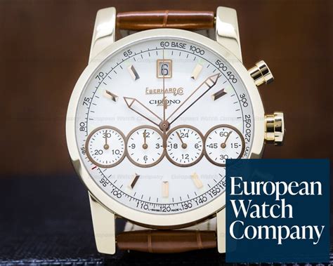 Eberhard 30058 Chrono 4 White Dial Rose Gold 27971 European Watch Co