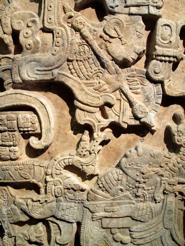 Ancient Maya Lintel Blood Letting Ritual Poster F18542447