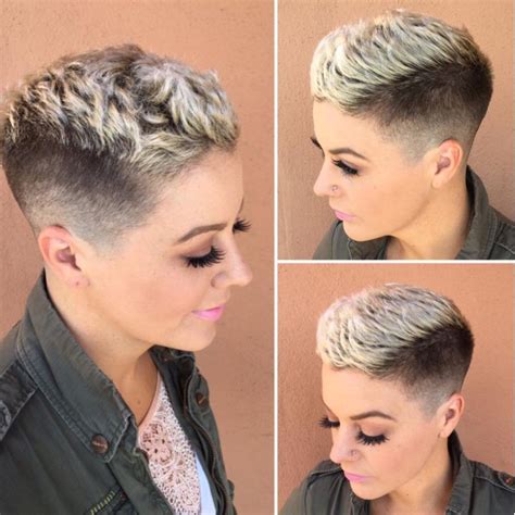 Textured Pixie With Taper Fade And Platinum Frosted Tips Is Published By Hairstyleology Damp