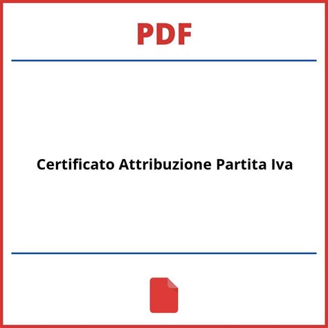 Certificato Attribuzione Partita Iva Pdf