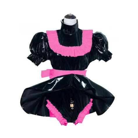 Sissy Pvc Dress Lockable Maid Uniform Cosplay Clothing France Maid
