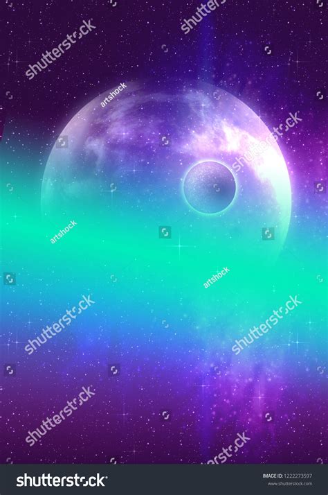 Alien Purple Planet Blue Nebula Clouds стоковая иллюстрация