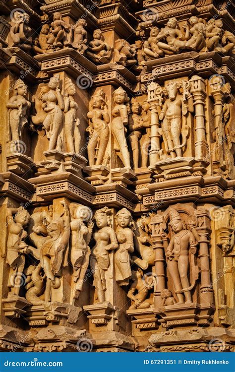 Sculptures On Khajuraho Temples Stock Image Image Of Tourism Travel
