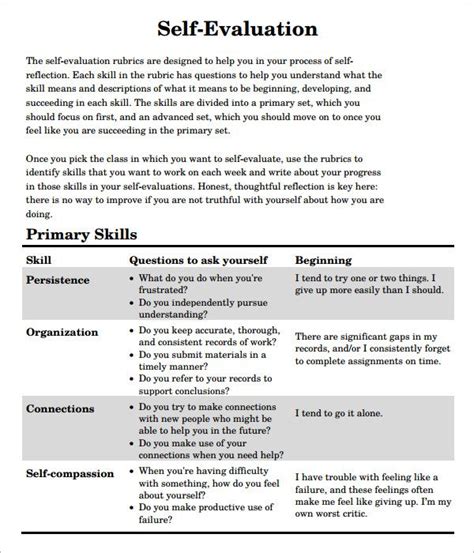 Self Evaluation Examples | Self evaluation employee, Self assessment