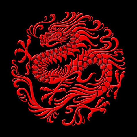 The dragon has long represented mystery and power in china. Traditional Red Chinese Dragon Circle | Art Print ...