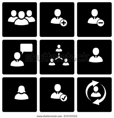 Vector Black Office People Icon Set Stock Vector Royalty Free 255510322