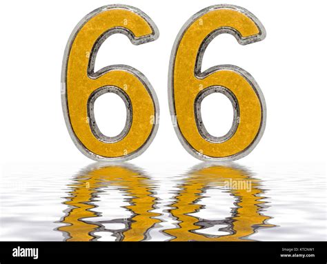 Numeral 66 Sixty Six Reflected On The Water Surface Isolated On