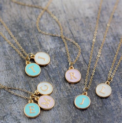 Enamel Initial Charm Necklace By Jands Jewellery