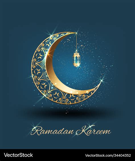 Ramadan Kareem With Crescent Moon Gold Luxurious Vector Image
