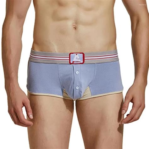 Underpants Penis Big Pouch Boxers Shorts Button Scrotum Bulge Mens Sexy