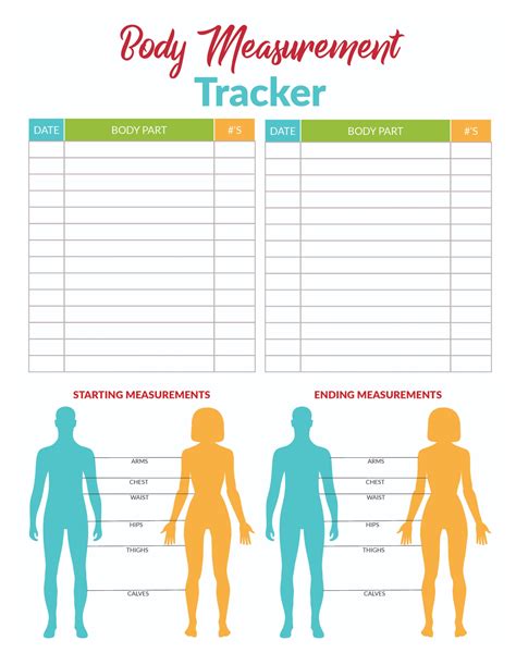 Printable Body Measurement Tracker