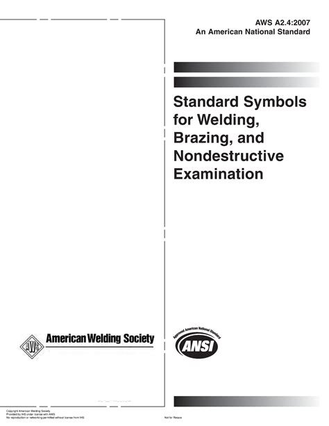 Aws A24 Ed 2007 Standard Symbols For Welding Brazing And