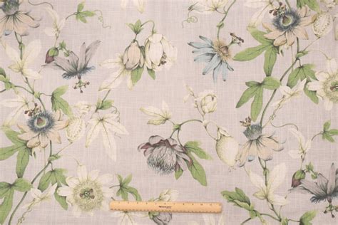 Kaufmann Country Cottage Printed Linen Blend Drapery Fabric In Dove 23