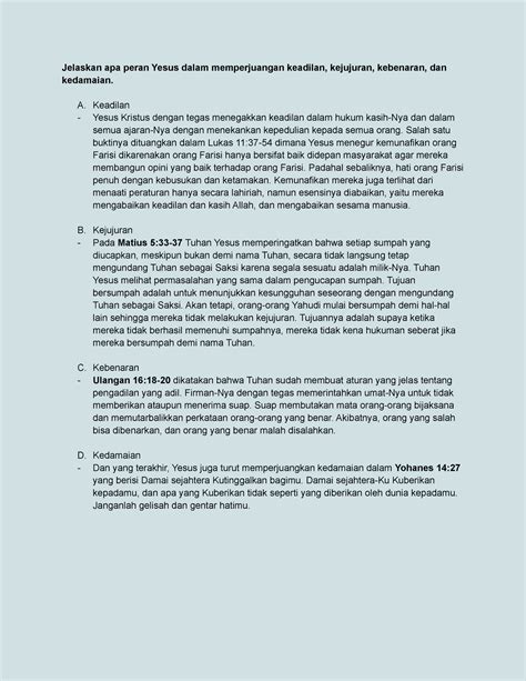 Agama - fefefefefef - Jelaskan apa peran Yesus dalam memperjuangan