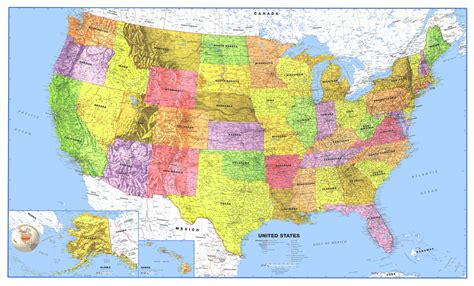 36x60 United States Classic Laminated Wall Map Poster