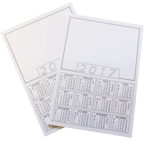 Calendar Portrait Blanks A4 Please Select Pack Size